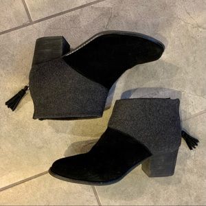TOMS Womens Leila Bootie Black Wool Felt Boot 9.5